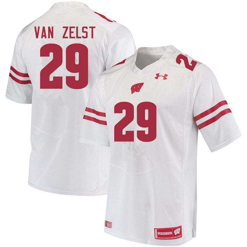 Men #29 Nate Van Zelst Wisconsin Badgers College Football Jerseys Sale-White